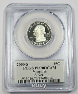 2000-S PCGS PR70 PROOF DCAM Silver Virginia Quarter 25c US Coin #33204A