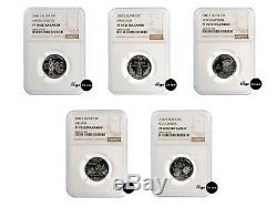 2000 S Silver 25C State Quarters X5 Set NGC PF 70 UC Proof