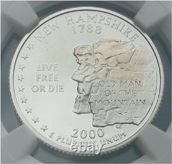 2000 S Silver Proof New Hampshire State Quarter NGC PF 70 Ultra Cameo (25C pr70)