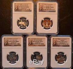 2000-S Silver Proof Quarters NGC PF70 Ultra Cameo All 5 Coins MA MD SC NH VA