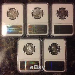 2000 S Silver State Quarter 5 Coin Set Ngc Proof 70 Ultra Cameo