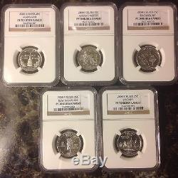 2000 S Silver State Quarter 5 Coin Set Ngc Proof 70 Ultra Cameo