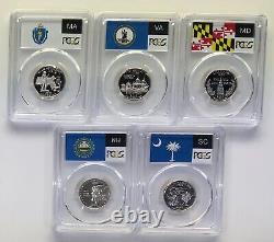 2000 S State (MA, MD, VA, NH, SC) Proof SILVER PCGS 70 Five Coin Quarter Set