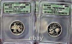 2000 S United States State Quarters Silver Set! Graded Pr70 By Icg