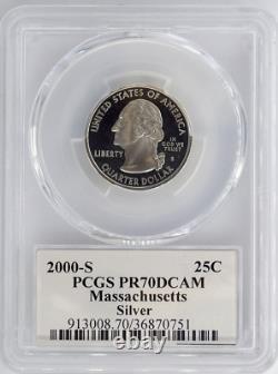 2000-s S25c Washington Massachusetts Quarter Pcgs Pr70dcam Silver R3 Top Pop