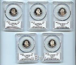 2001 S 5 State Silver Set Quarter PCGS Graded PR69 DCAM Proof 25 Cent coin