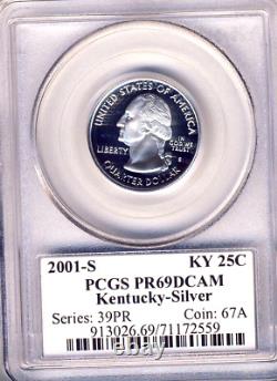2001-S PCGS PR69DCAM SILVER State Quarters State Labels 5 Coins