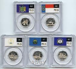 2001 S SILVER Quarter (RI NC NY VT KY) Proof PCGS PR70DCAM State Flag 5-Coin Set