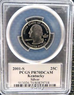 2001 S SILVER Quarter (RI NC NY VT KY) Proof PCGS PR70DCAM State Flag 5-Coin Set