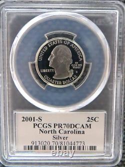 2001 S SILVER Quarter (RI NC NY VT KY) Proof PCGS PR70DCAM State Flag 5-Coin Set