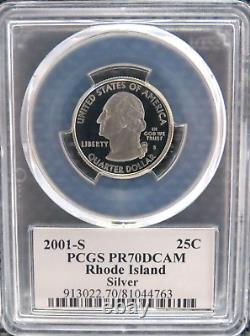 2001 S SILVER Quarter (RI NC NY VT KY) Proof PCGS PR70DCAM State Flag 5-Coin Set