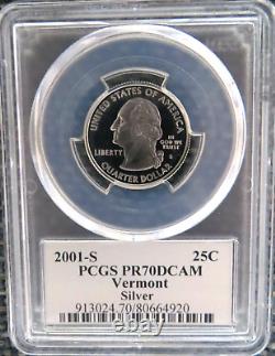 2001 S SILVER Quarter (RI NC NY VT KY) Proof PCGS PR70DCAM State Flag 5-Coin Set