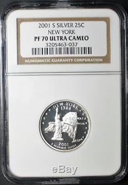 2001 S Silver New York Proof State Quarter Ngc Pf 70 Uc (ultra Cameo)
