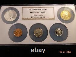 2001-S Silver Proof Set, NGC PF70 Ultra Cameo 10-coins in Two Multi-holders