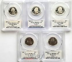 2001-S Silver Proof State Quarter Set(5 Coin) PCGS PR69 DCAM -State Flag Label