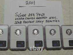 2001 Silver Slab State Quarters Graded Pf69 By Ngc