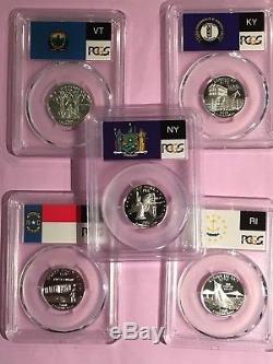 2001 Silver State Quarters- 5 Coin Set- Pcgs Pr70dcam-flag Label-frosted Cameos