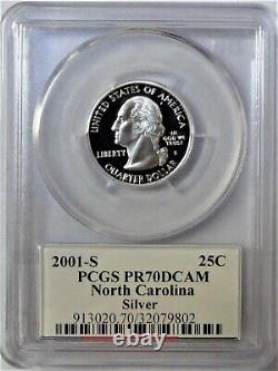 2001-s Silver Washington Quarter 5-coin Set State Flag Labels Pcgs Pr70dcam