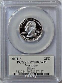 2001-s Silver Washington Quarter 5-coin Set State Flag Labels Pcgs Pr70dcam