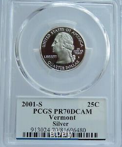 2001-s Silver Washington Quarter Set State Series Flag Label Pcgs Pr70dcam F#s01