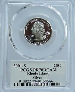 2001-s Silver Washington Quarter Set State Series Flag Label Pcgs Pr70dcam F#s01