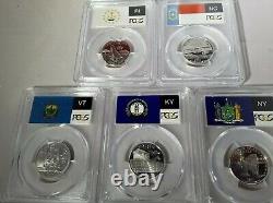 2001s -5 Coin Silver State Quarters Ky, Ny, Nc, Ri, Vt. Pcgs Pr69 D Cam #11