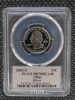 2002 SILVER (Indiana Ohio, LA TN MS) PCGS PR70DCAM State Flag Quarter 5 Coin Set