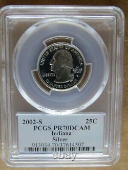 2002 SILVER (Indiana Ohio TN LA MS) PCGS PR70DCAM State Flag Quarter 5 Coin Set