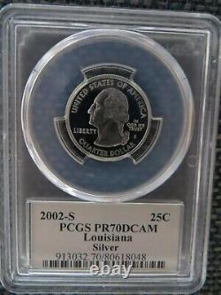2002 SILVER (Indiana Ohio TN LA MS) PCGS PR70DCAM State Flag Quarter 5 Coin Set