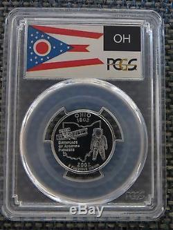 2002-S 25c Ohio SILVER State Flag Quarter Proof Coin PCGS PR70DCAM