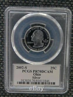 2002-S 25c Ohio SILVER State Flag Quarter Proof Coin PCGS PR70DCAM
