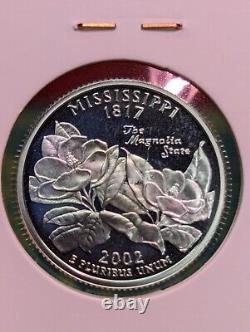 2002-S 25c Silver Proof Mississippi Quarter Major Die Clash