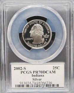 2002 S Indiana Silver PCGS PR 70 DCAM Flag label