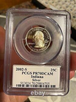 2002 S Indiana Silver PCGS PR 70 DCAM Flag label (PERFECT GRADE)