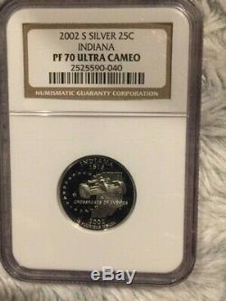 2002-S Indiana Silver Quarter Proof NGC PF-70 Ultra Cameo RARE
