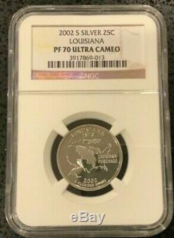 2002-S SILVER 5 coin Proof Statehood Quarter set- NGC PF 70 ULTRA CAMEO