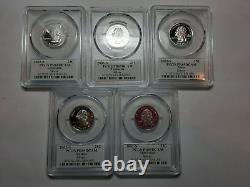 2002 S Set Of 5 Silver Proof State Quarters Pcgs Pr69dcam