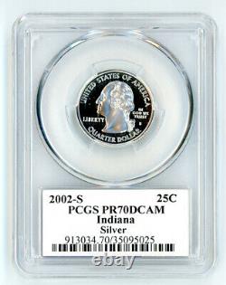 2002-S Silver Proof Indiana 25C PCGS PR70 DCAM Quarter Deep Cameo