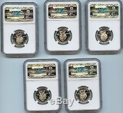 2002 S State Silver Quarter NGC Graded PF70 UCAMEO 5 Quarter Coin Set