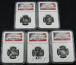 2002 S State Silver Quarter Proof 5 Coin Set Ngc Pf 70