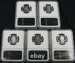 2002 S State Silver Quarter Proof 5 Coin Set Ngc Pf 70