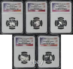 2002-S TN, IN, LA, MS, & OH Silver State Quarter Set NGC PF-69 UC Flag Label