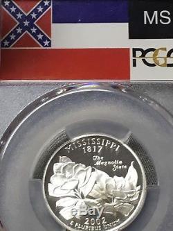 2002 Silver State Quarters- 5 Coin Set- Pcgs Pr70dcam-flag Label-frosted Cameos