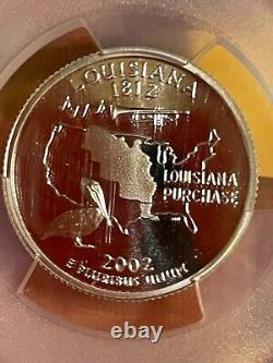 2002-s Louisiana Silver State Flag Label Qùarter Proof Pcgs Pr70dcam