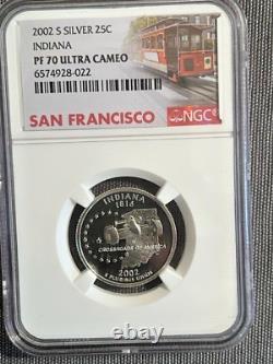 2002-s Silver Indiana State Quarter Proof Ngc Pf70 Ultra Cameo Rare