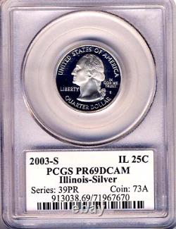 2003-S PCGS PR69DCAM SILVER State Quarters State Labels 5 Coins