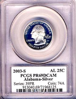 2003-S PCGS PR69DCAM SILVER State Quarters State Labels 5 Coins