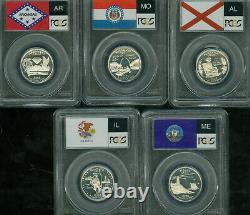 2003-S STATE 5 COIN FLAG SET SILVER QUARTER PCGS PR69 MAC UHcam & SPOTLESS