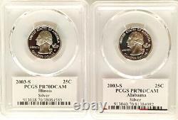 2003-S Silver Proof State Quarter Set PCGS PR70 DCAM-State Flag(5 Coin)