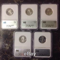 2003 S Silver State Quarter 5 Coin Set Ngc Proof 70 Ultra Cameo